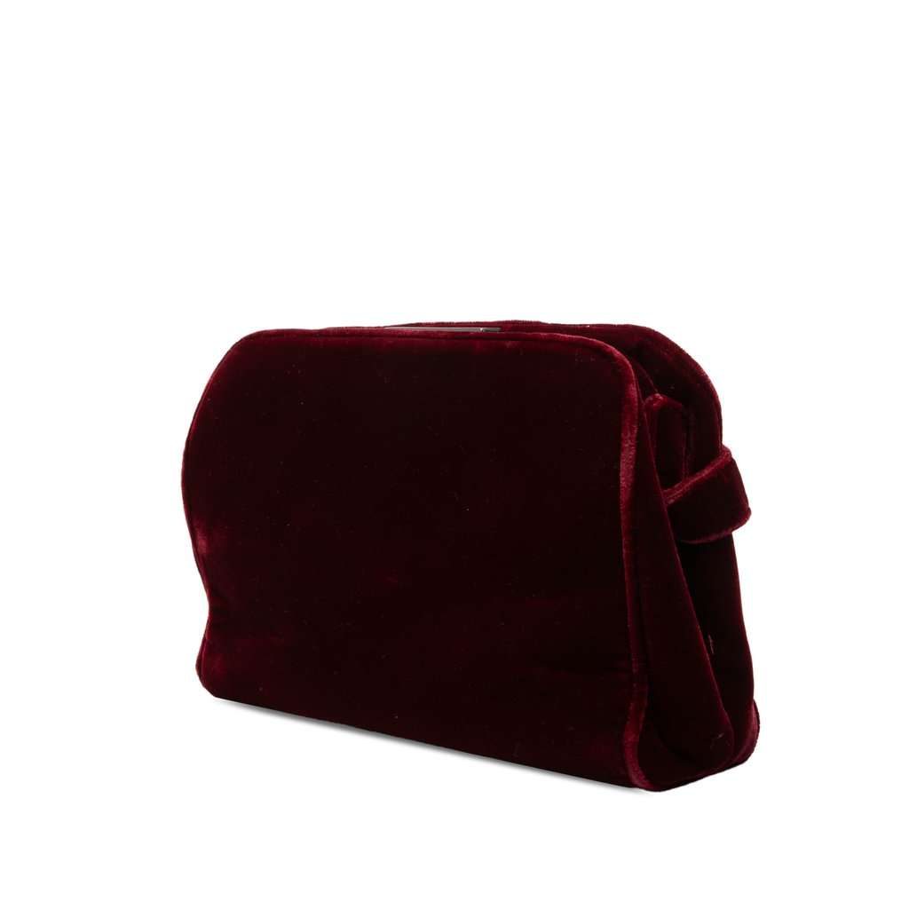 Prada Velvet Frame Clasp Shoulder Bag Red Very good condition - Back View