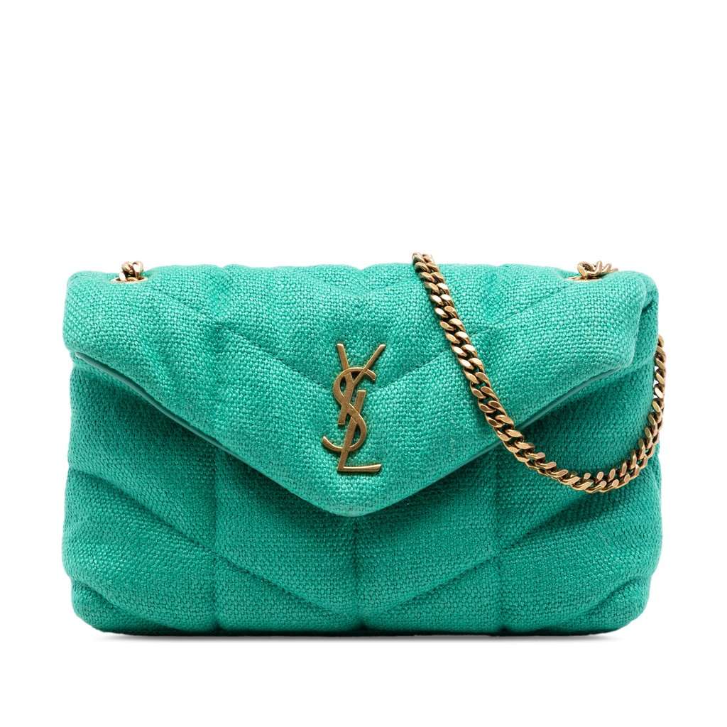 Saint Laurent Toy Matelasse Canvas Monogram LouLou Crossbody Green Very good condition - Front View