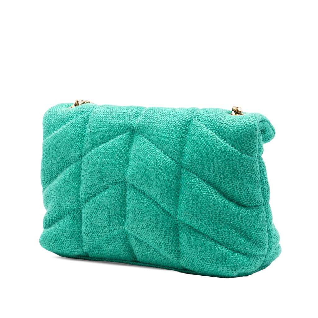 Saint Laurent Toy Matelasse Canvas Monogram LouLou Crossbody Green Very good condition - Back View