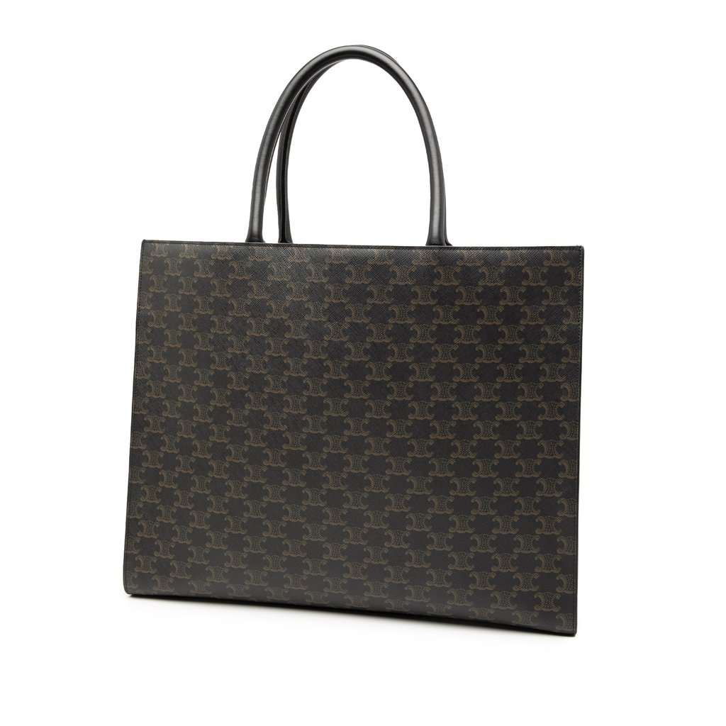 Celine Medium Triomphe Coated Canvas Cabas Horizontal Tote Brown Never worn, with tag - Back View