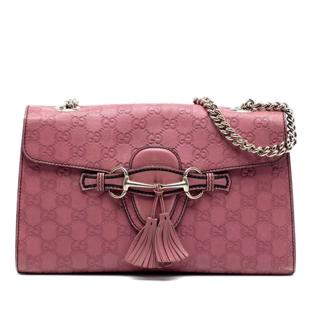Gucci Medium Guccissima Emily Shoulder Bag Pink Leather Very good - Front View