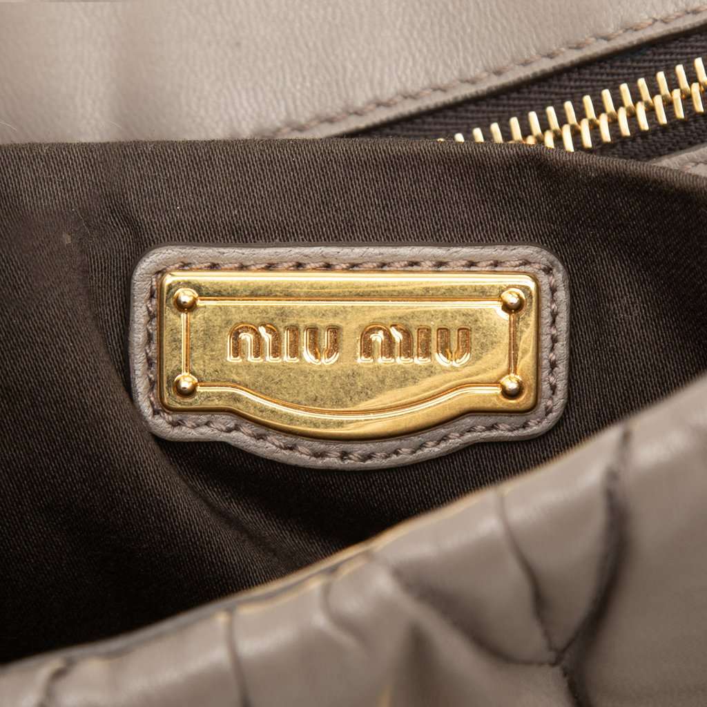 Miu Miu Matelasse Nappa Satchel Brown Leather Very good condition - Box View