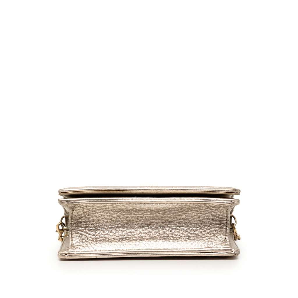 Dior Baby Metallic Grained Calfskin Diorama Flap Gold Leather Very good condition - Inside View
