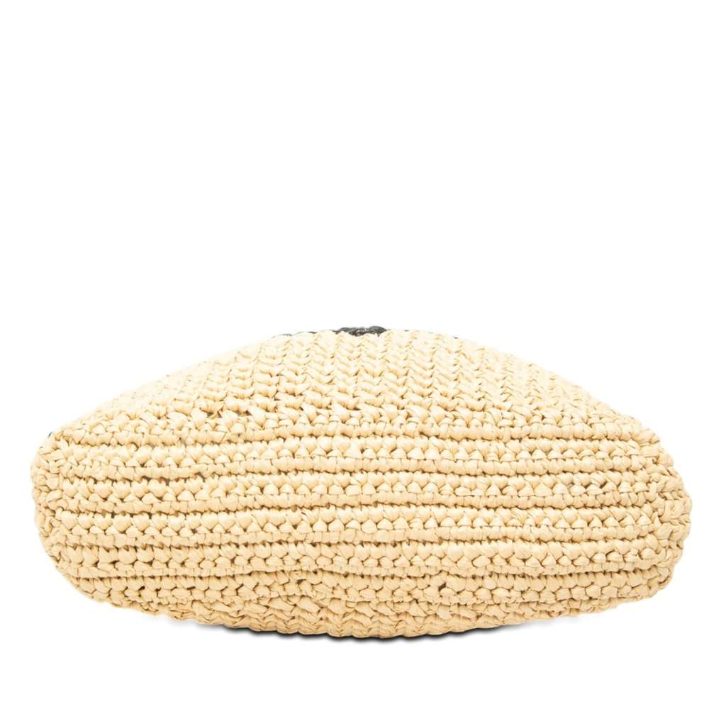 Prada Small Raffia Effect Crochet Embroidered Logo Tote Beige Very good - Inside View
