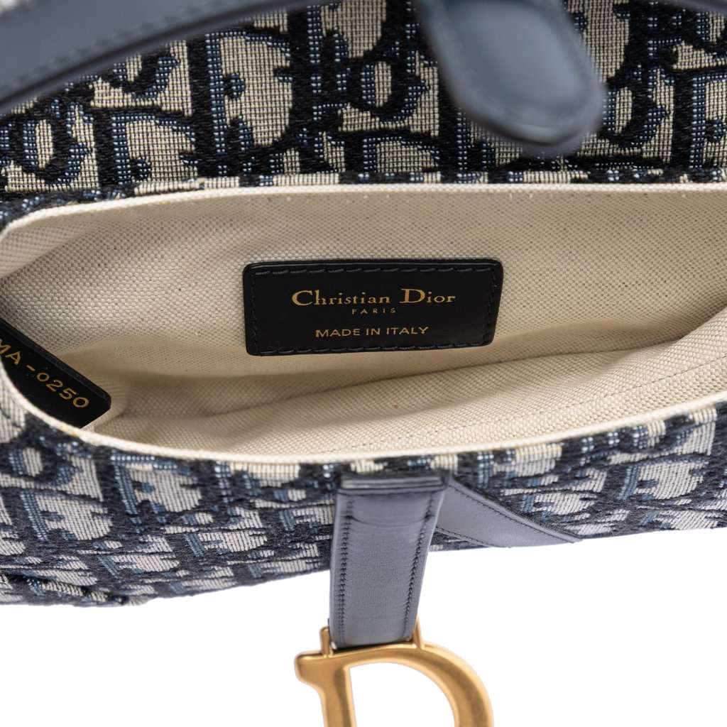 Dior Mini Oblique Canvas Saddle Bag Blue Very good condition - Model View