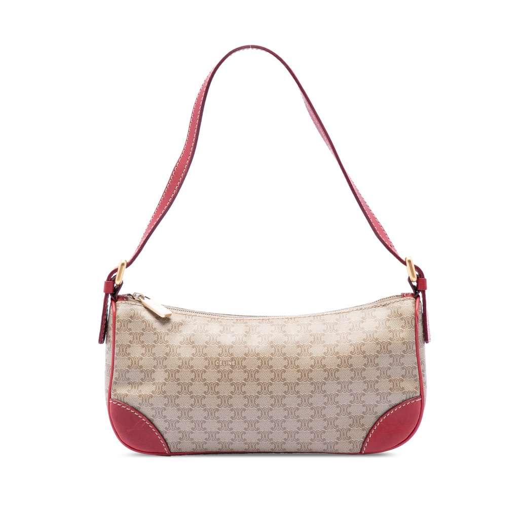 Celine Macadam Coated Canvas Shoulder Bag Beige Very good - Front View