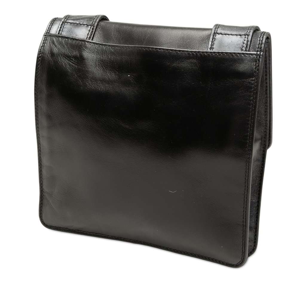 Chanel Lambskin Logo Messenger Bag Black Leather Very good - Back View