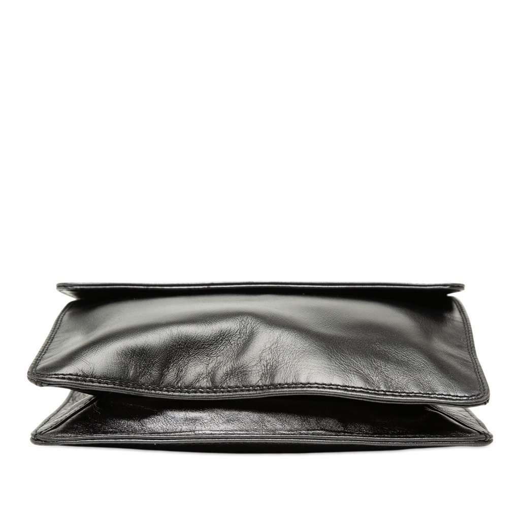 Chanel Lambskin Logo Messenger Bag Black Leather Very good - Inside View