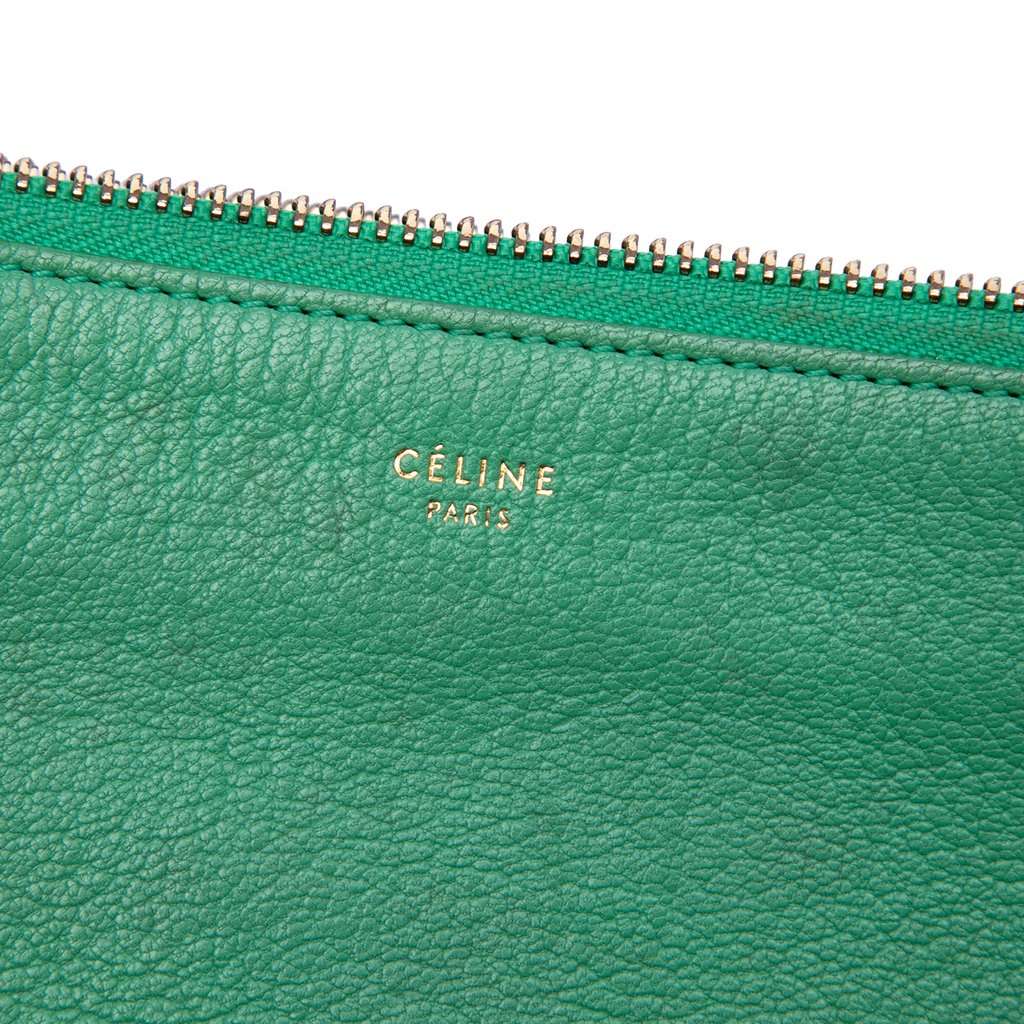 Celine Small Lambskin Trio Crossbody Green Leather Very good condition - Box View
