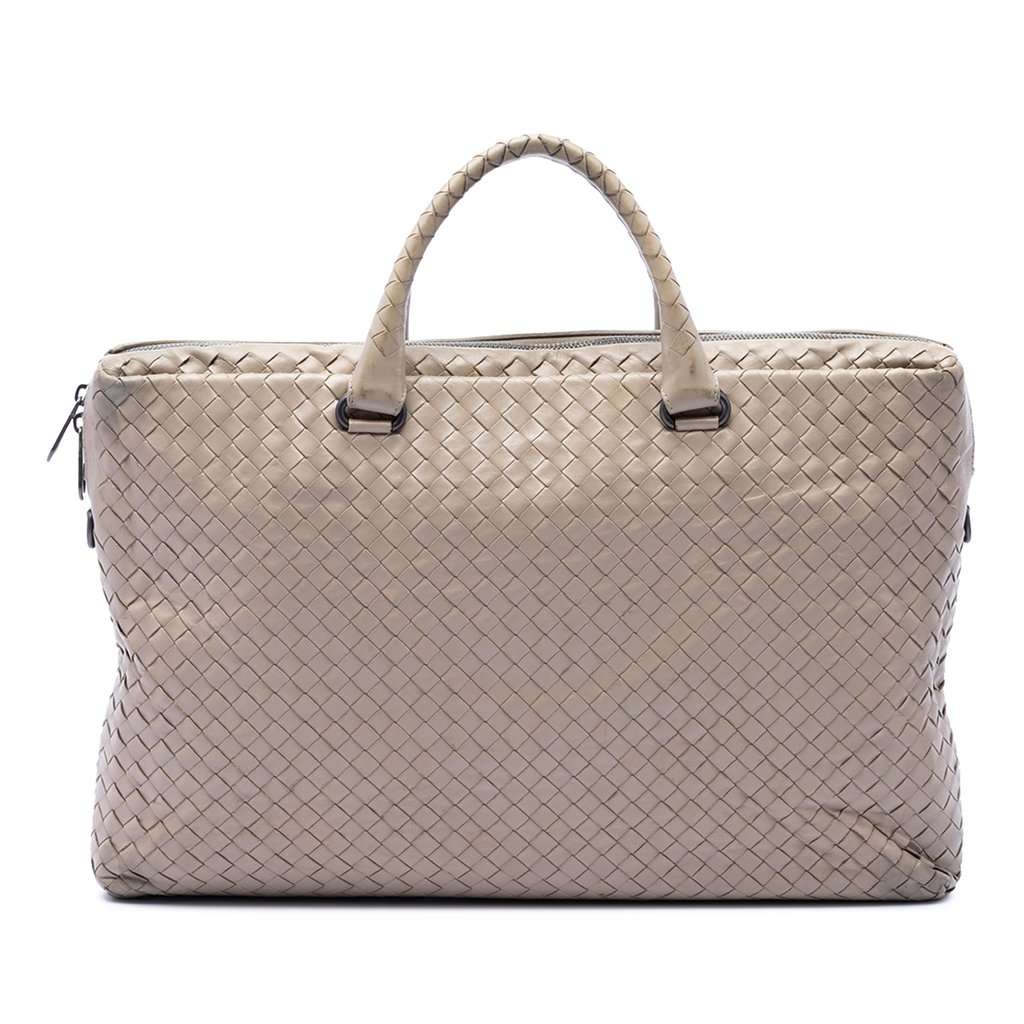 Bottega Veneta Nappa Intrecciato Business Bag Beige Leather Very good condition - Front View