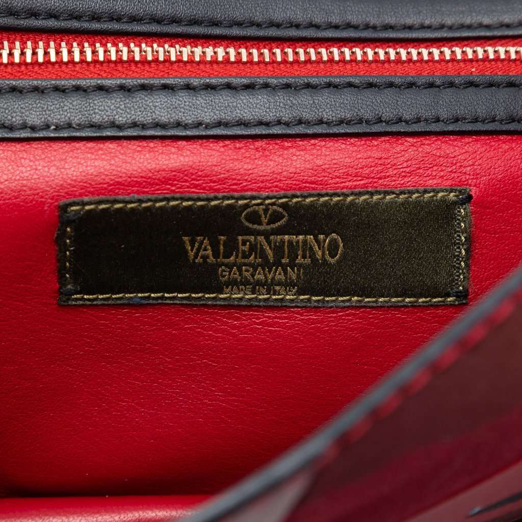 Valentino Medium Nappa and Canvas Camouflage Rockstud Glam Lock Crossbody Red Leather Very good condition - Box View