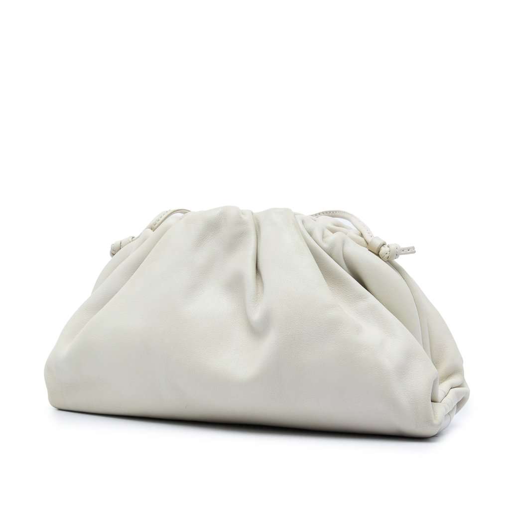 Bottega Veneta Lambskin The Mini Pouch Crossbody White Leather Very good - Back View
