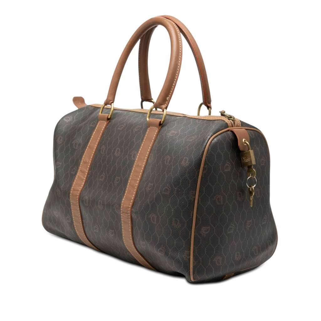 Dior Honeycomb Coated Canvas Boston Bag Black Good - Back View