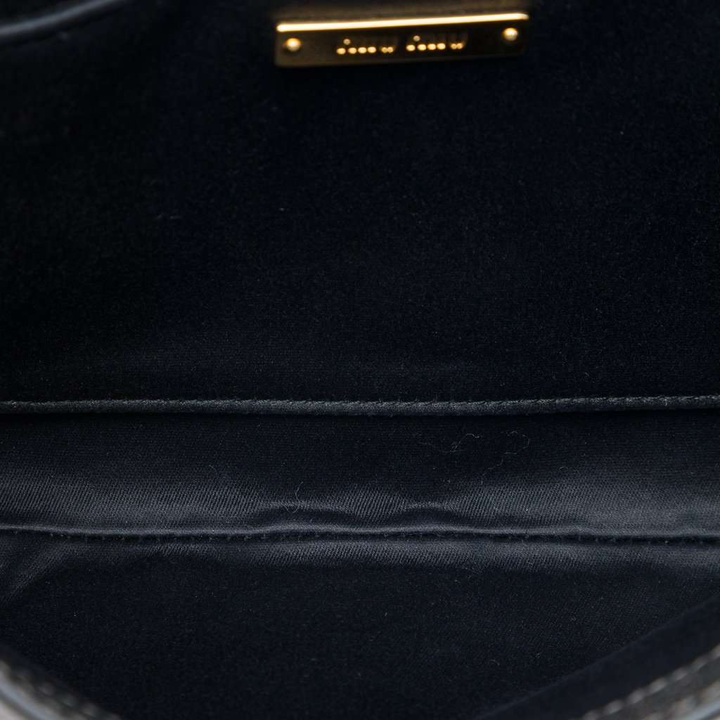Miu Miu Metallic Goatskin Madras Crystal Embellished Crossbody Silver Leather Very good - Model View