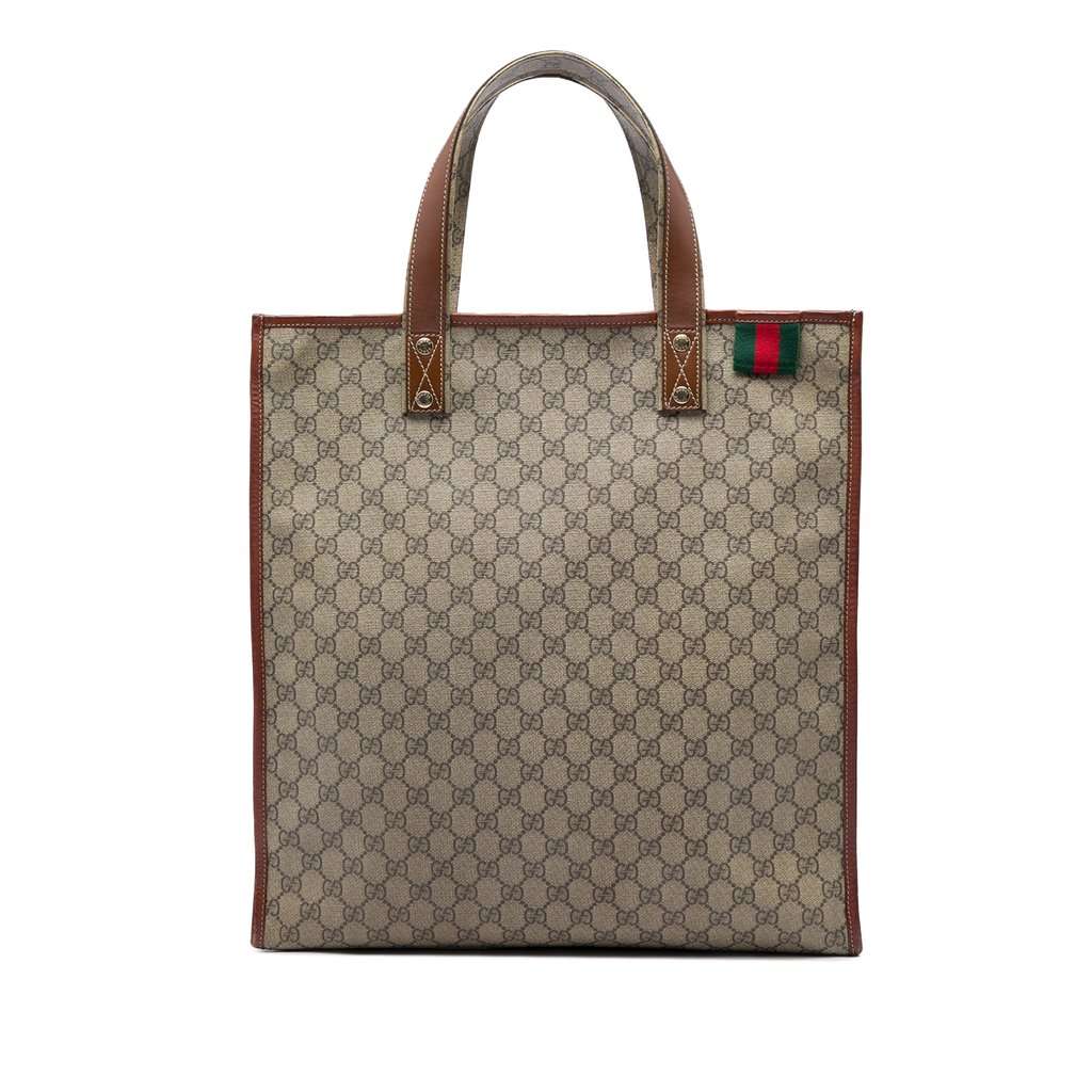 Gucci GG Supreme Web Tote Beige Very good condition - Front View
