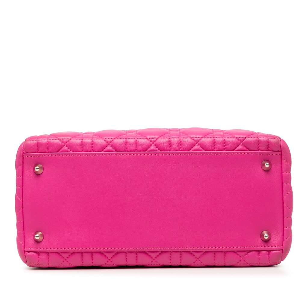 Dior Medium Lambskin Cannage Lady Dior Pink Leather Very good condition - Inside View