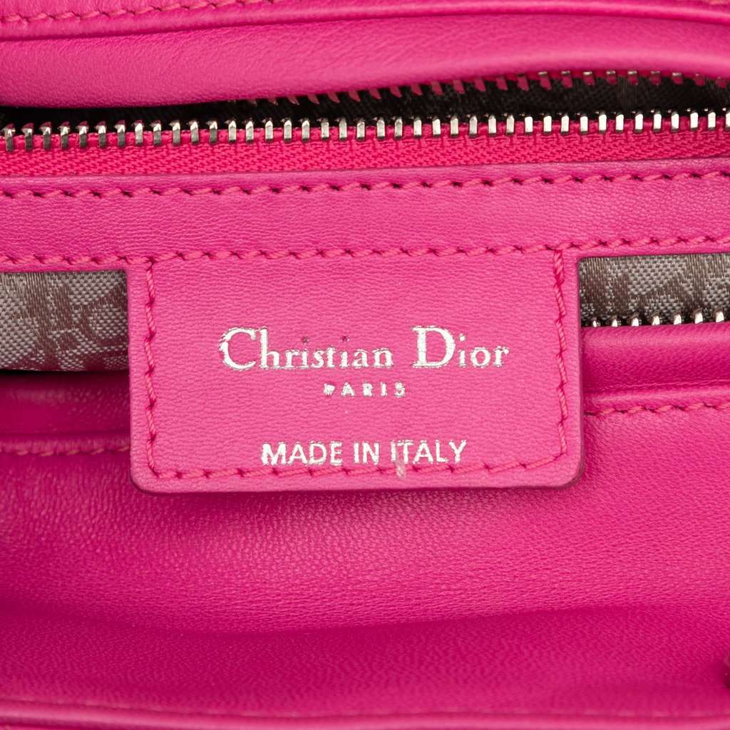 Dior Medium Lambskin Cannage Lady Dior Pink Leather Very good condition - Box View
