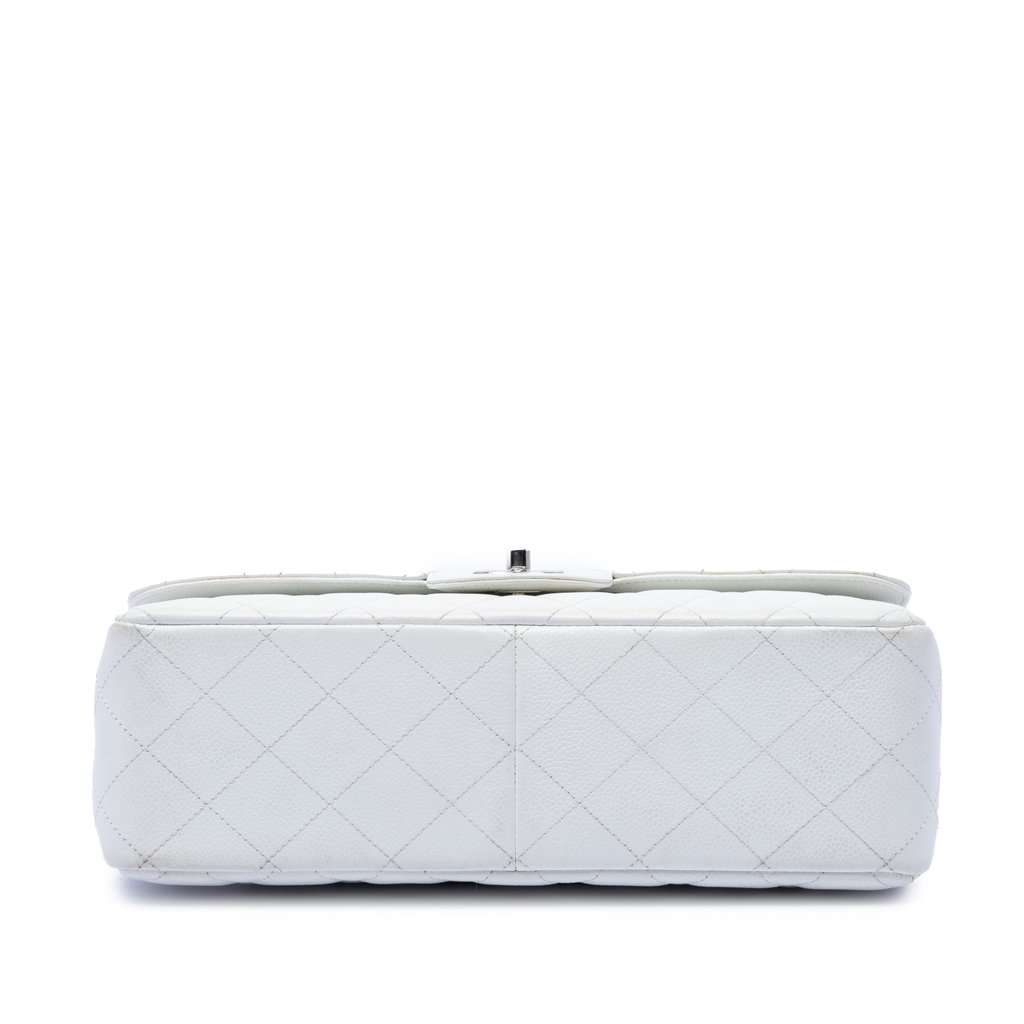 Chanel Jumbo Classic Caviar Double Flap White Leather Very good condition - Inside View