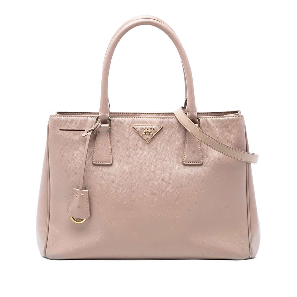 Prada Medium Saffiano Lux Galleria Satchel Beige Leather Good condition - Front View