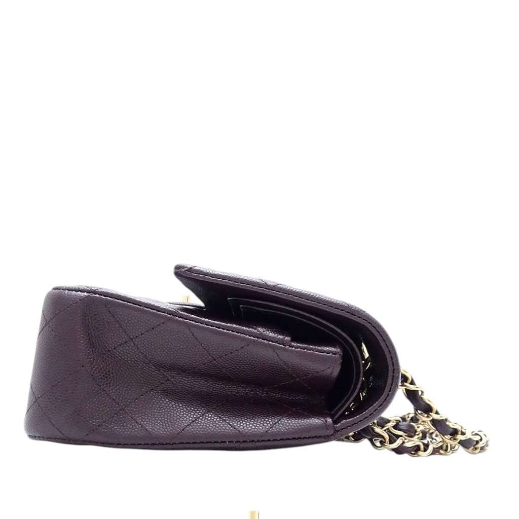 Chanel Medium Classic Caviar Double Flap Purple Leather Very good condition - Inside View