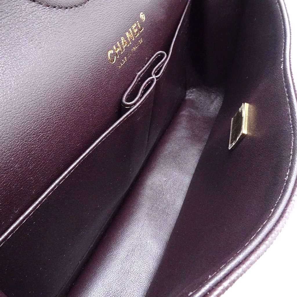 Chanel Medium Classic Caviar Double Flap Purple Leather Very good condition - Box View