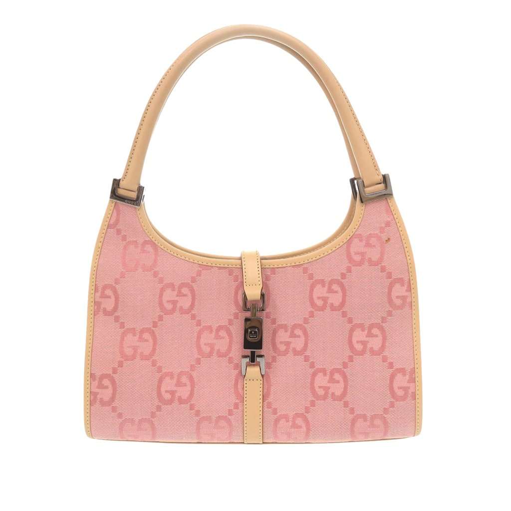 Gucci GG Canvas Jackie Bardot Handbag Pink Very good condition - Front View