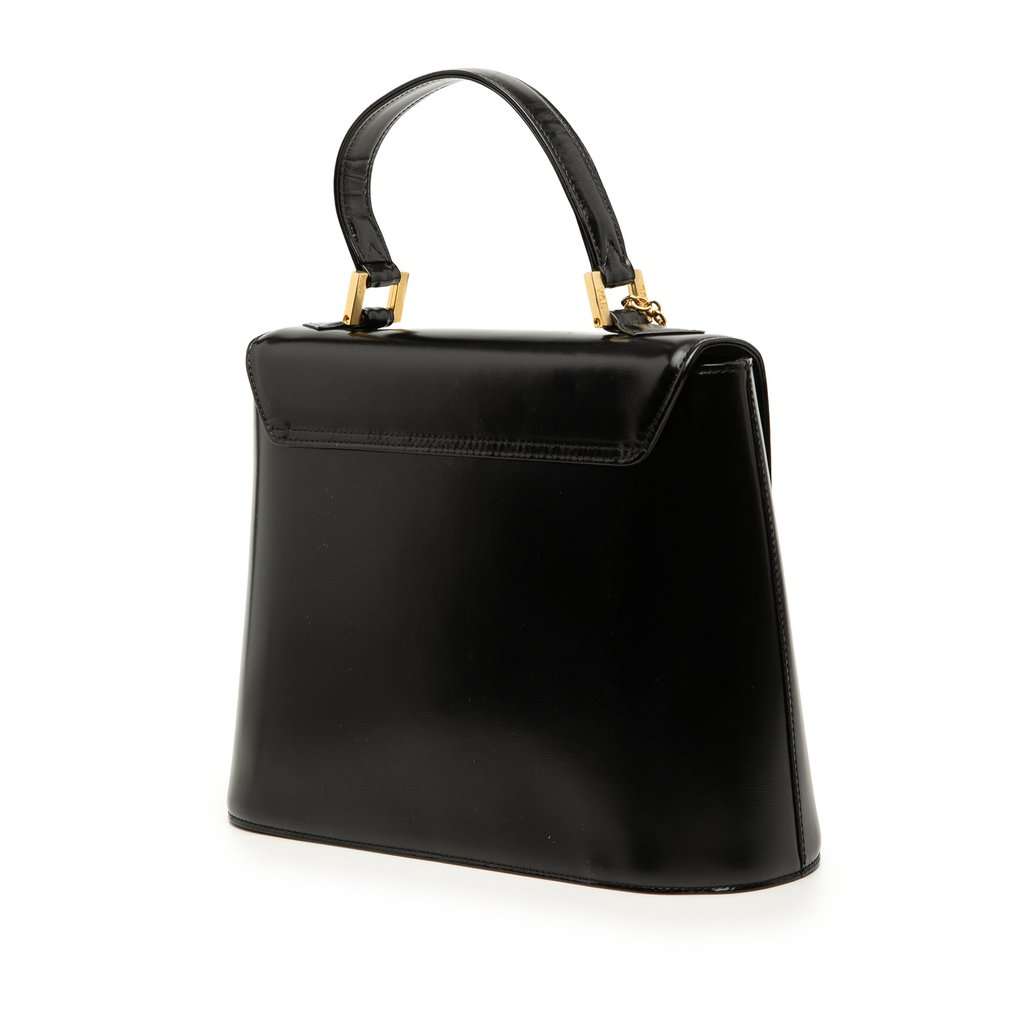 Saint Laurent Leather Logo Charm Top Handle Bag Black Leather Very good - Back View