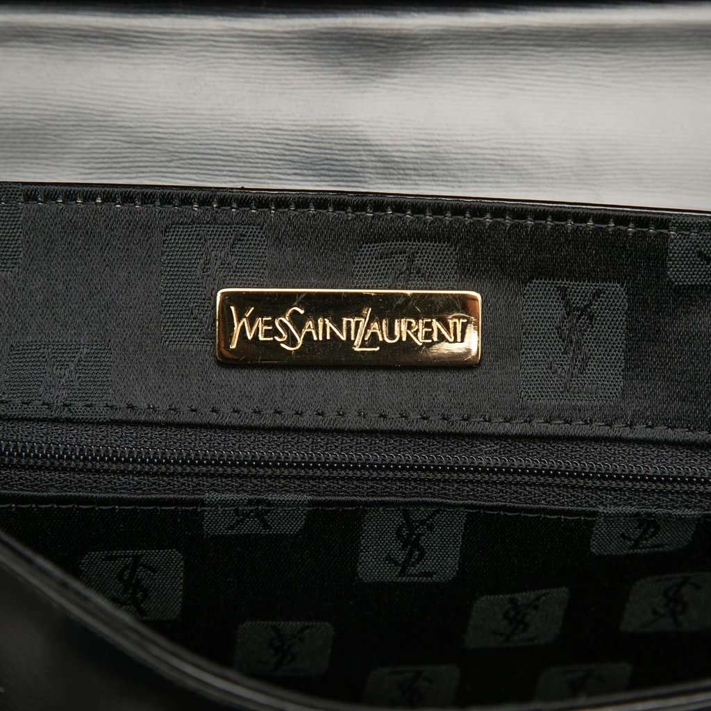 Saint Laurent Leather Logo Charm Top Handle Bag Black Leather Very good - Box View