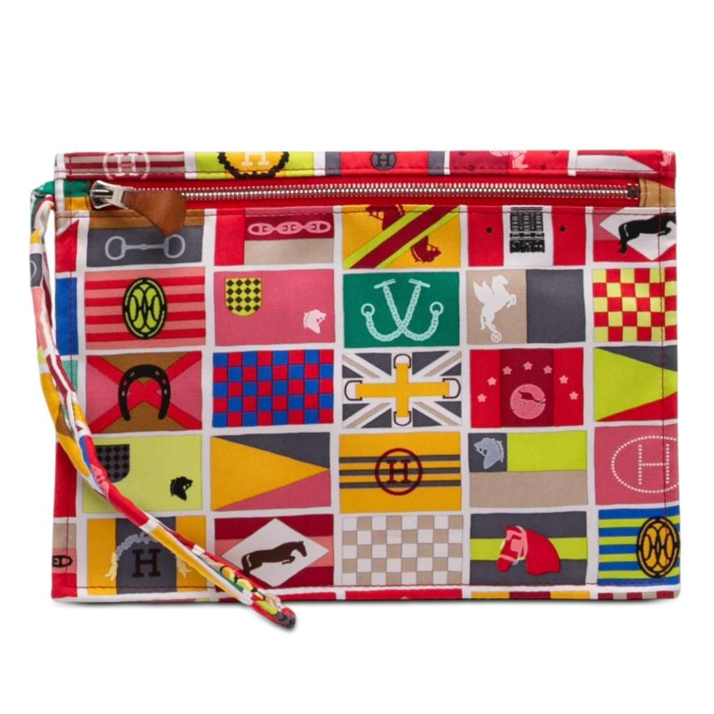 Hermès Hermes en Voyage Silk Pouch Red Very good - Front View