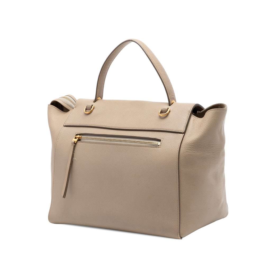 Celine Mini Grained Calfskin Belt Bag Beige Leather Good condition - Back View