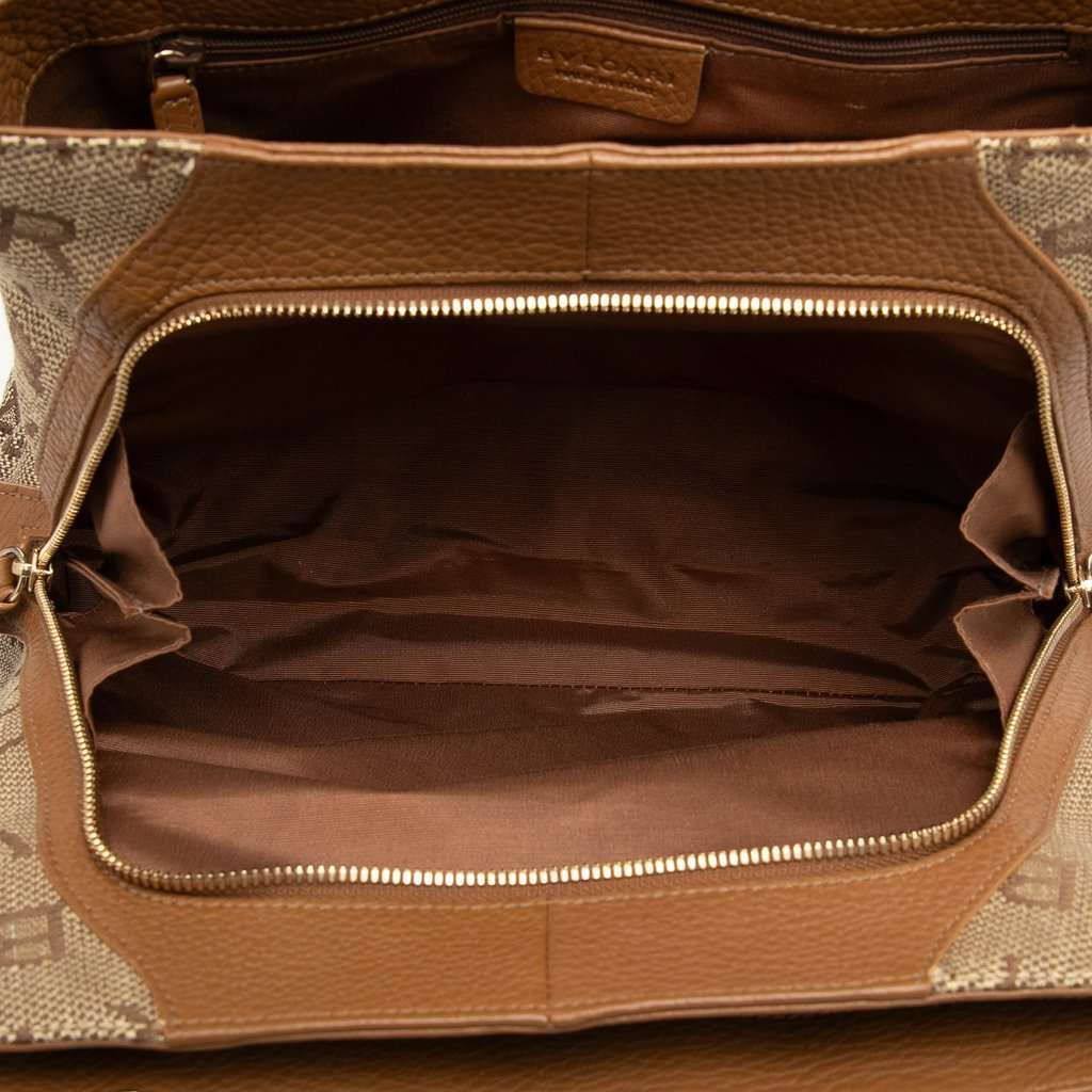 Bvlgari Logomania Canvas Satchel Brown Very good condition - Model View