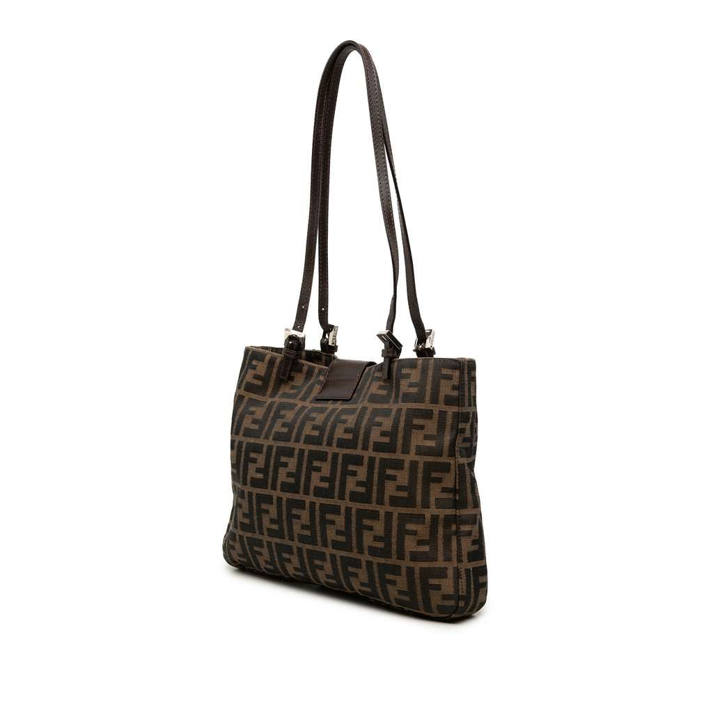 Fendi Zucca Canvas Shoulder Bag Brown Very good condition - Back View