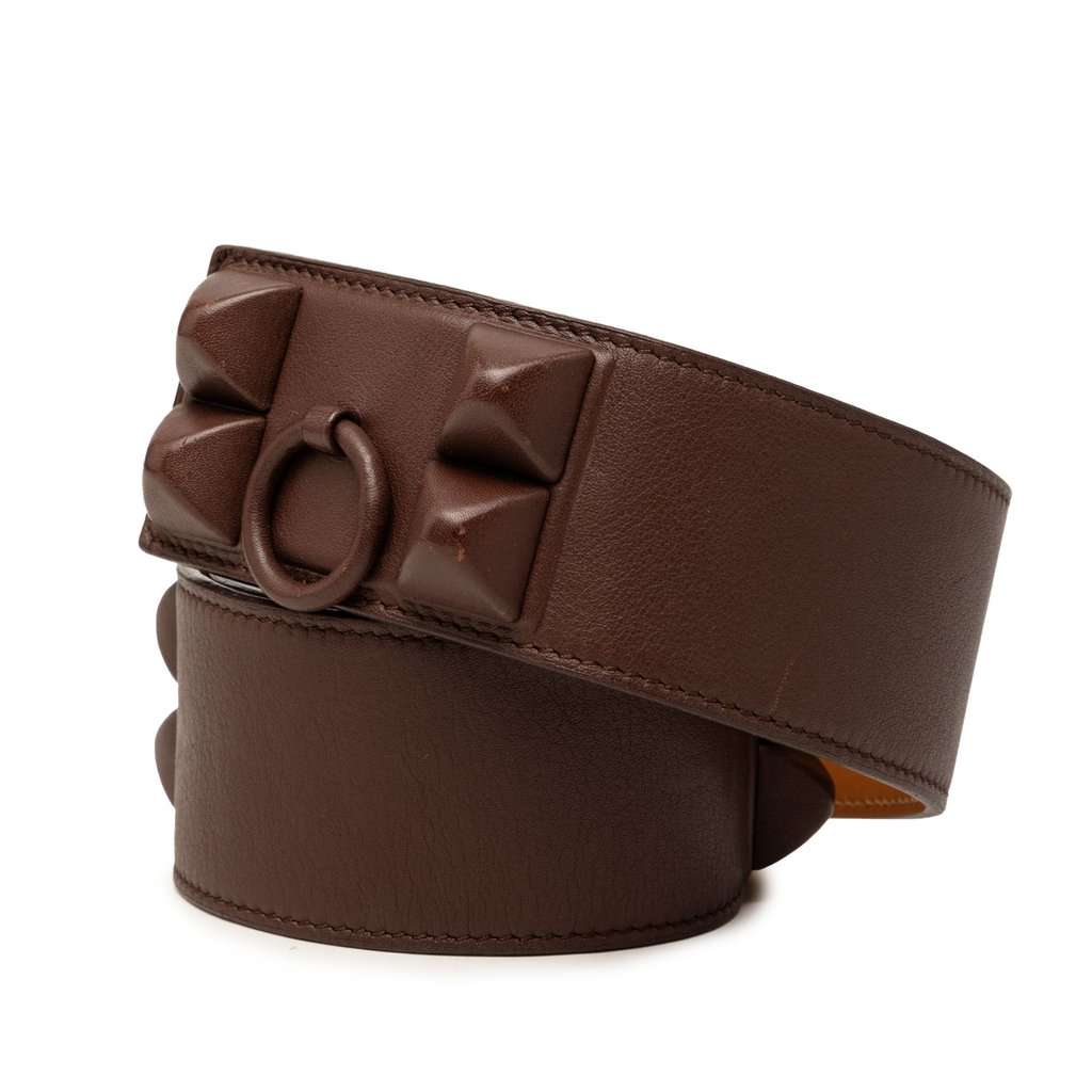 Hermès Chevre Mysore Collier de Chien Shadow Belt S Brown Leather Very good - Back View