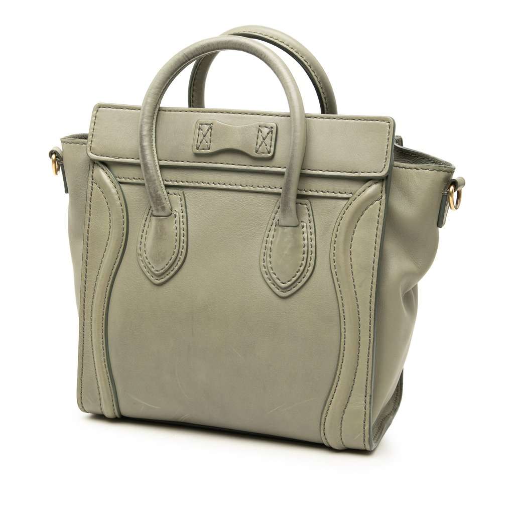 Celine Nano Leather Luggage Tote Green Leather Very good - Back View