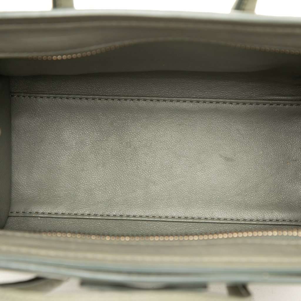Celine Nano Leather Luggage Tote Green Leather Very good - Model View