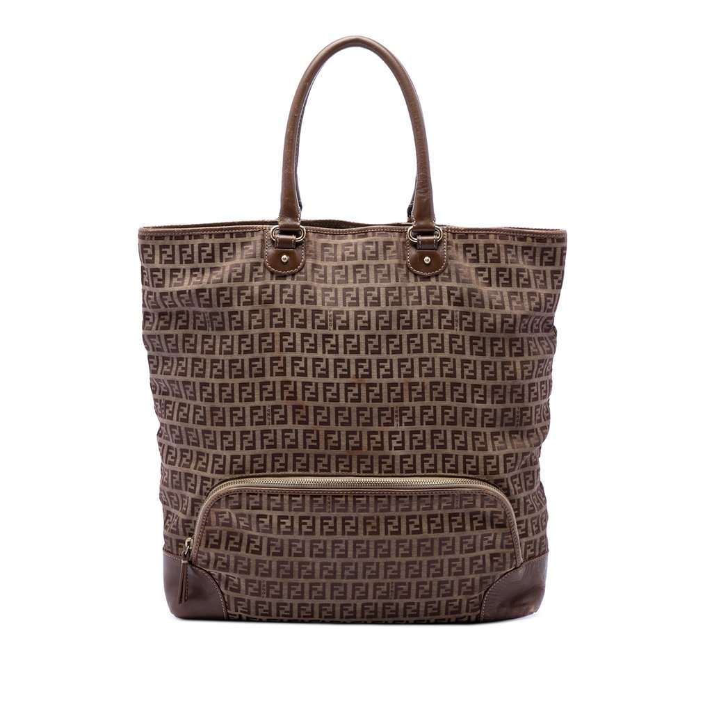 Fendi Zucchino Canvas Chef Shopping Tote Brown Very good condition - Front View