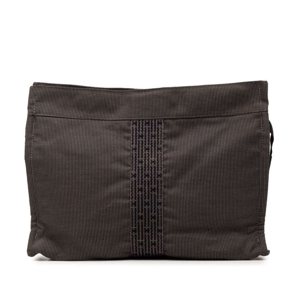 Hermès Canvas Herline Clutch Black Very good - Front View