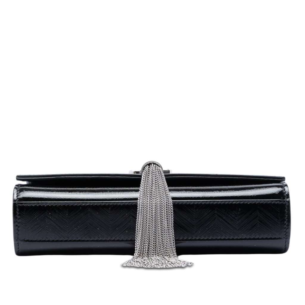 Saint Laurent Medium Chevron Patent Monogram Kate Tassel Crossbody Black Leather Very good condition - Inside View