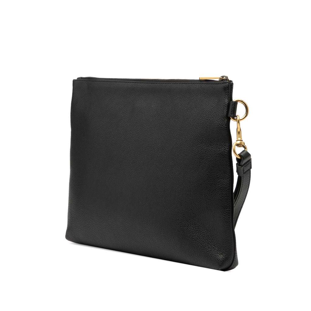 Gucci Leather Logo Clutch Black Leather Very good condition - Back View