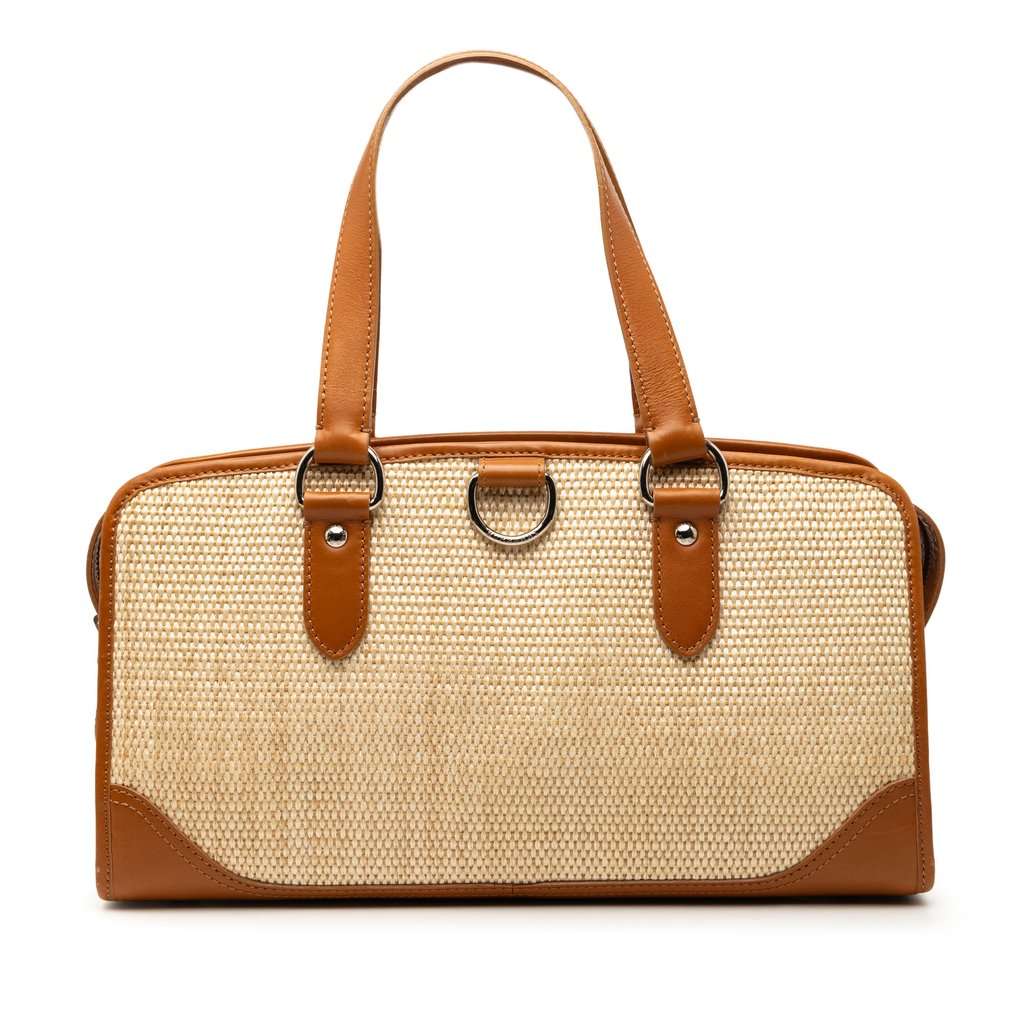Burberry Straw and Leather Handbag Beige Very good condition - Front View