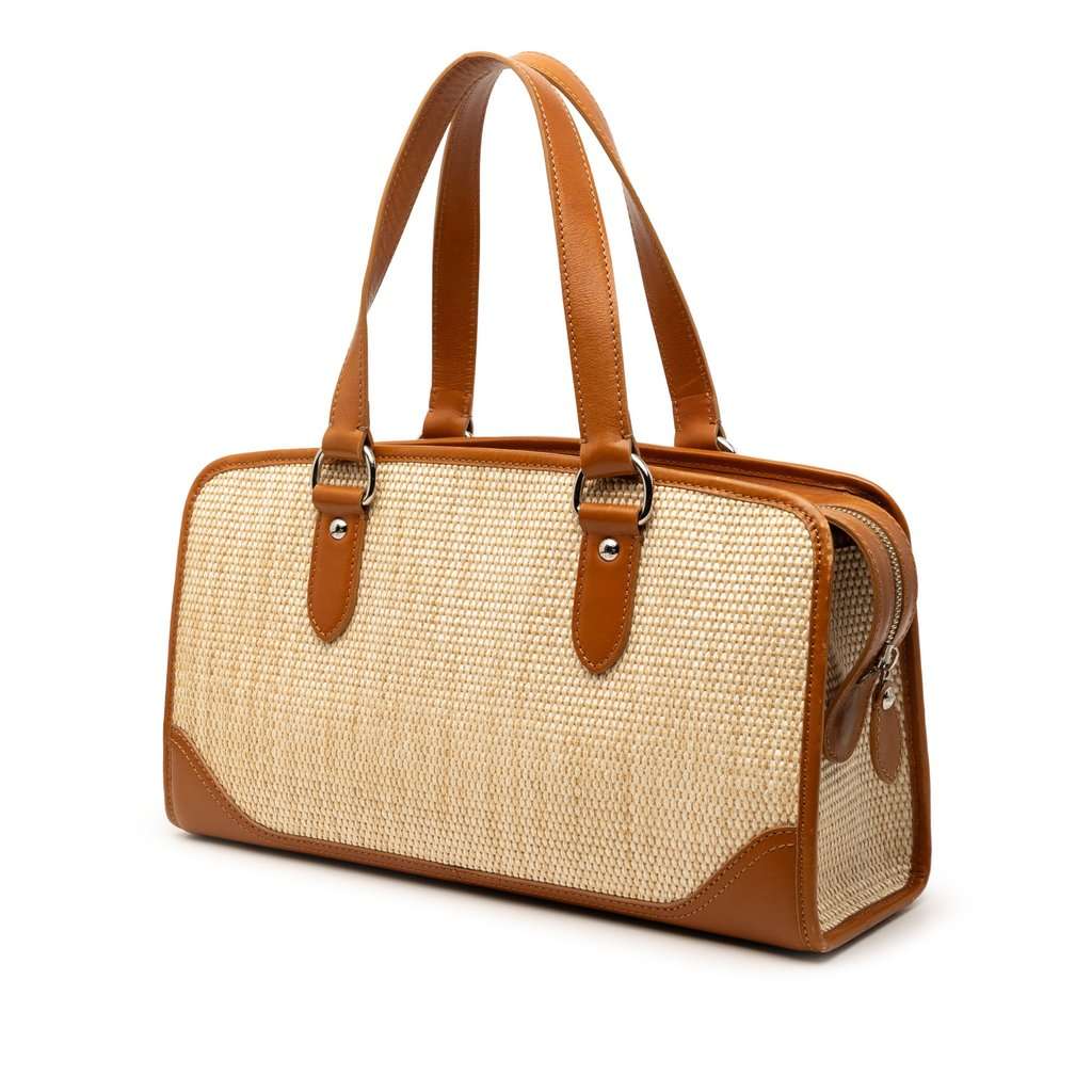 Burberry Straw and Leather Handbag Beige Very good condition - Back View