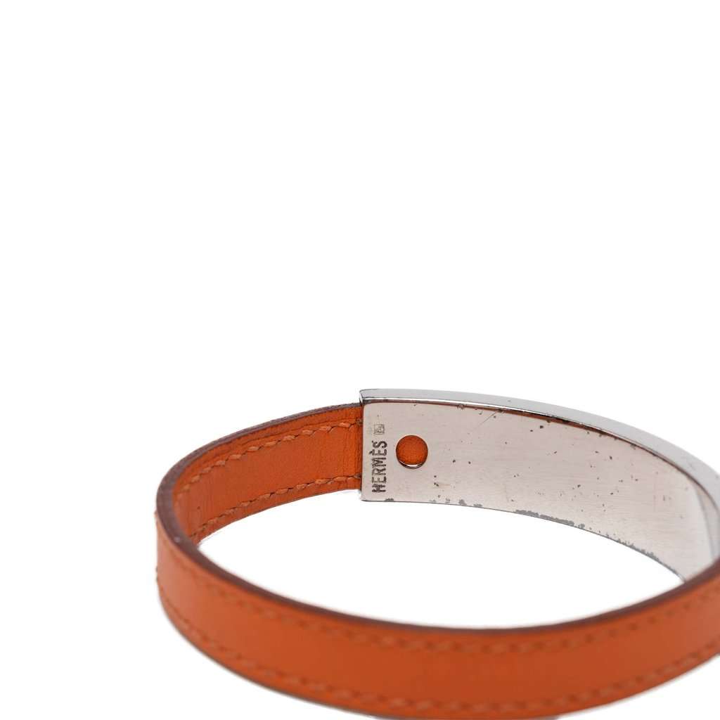 Hermès Leather Pousse Pousse Bracelet Orange Leather Very good condition - Model View