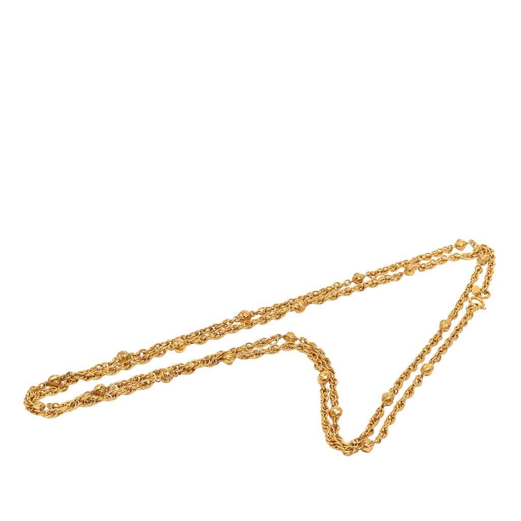 Chanel CC Gold Plated Station Chain Long Necklace Gold Metal Very good condition - Front View