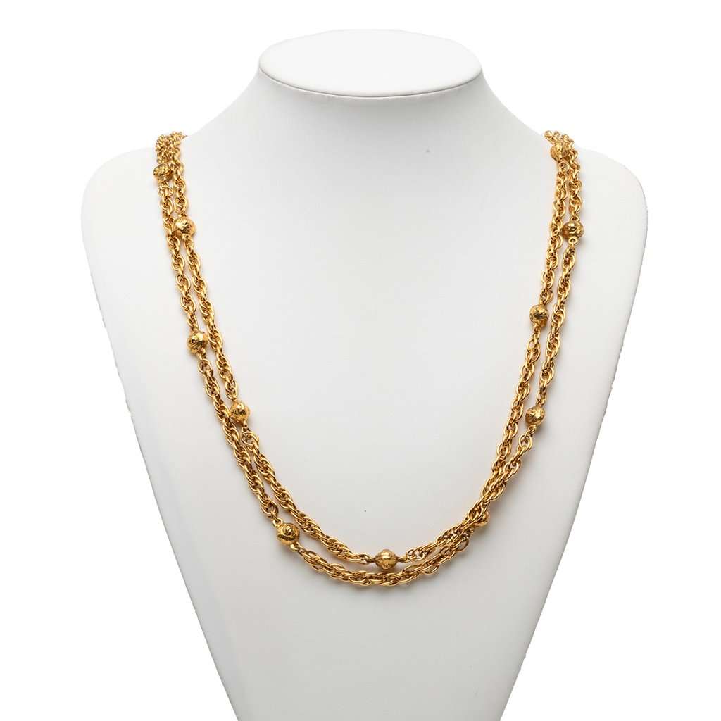 Chanel CC Gold Plated Station Chain Long Necklace Gold Metal Very good condition - Box View