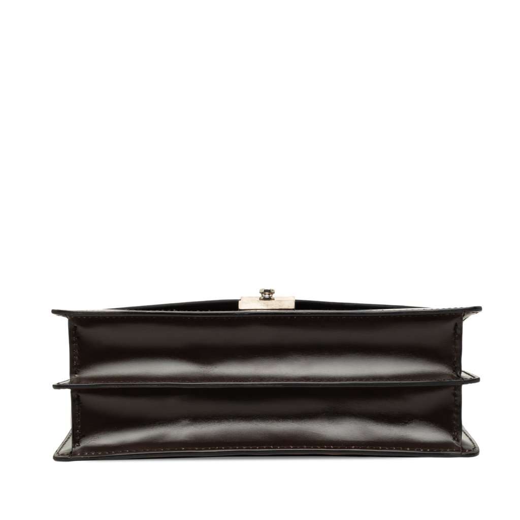 Ferragamo Leather Dial Lock Clutch Brown Leather Very good - Inside View