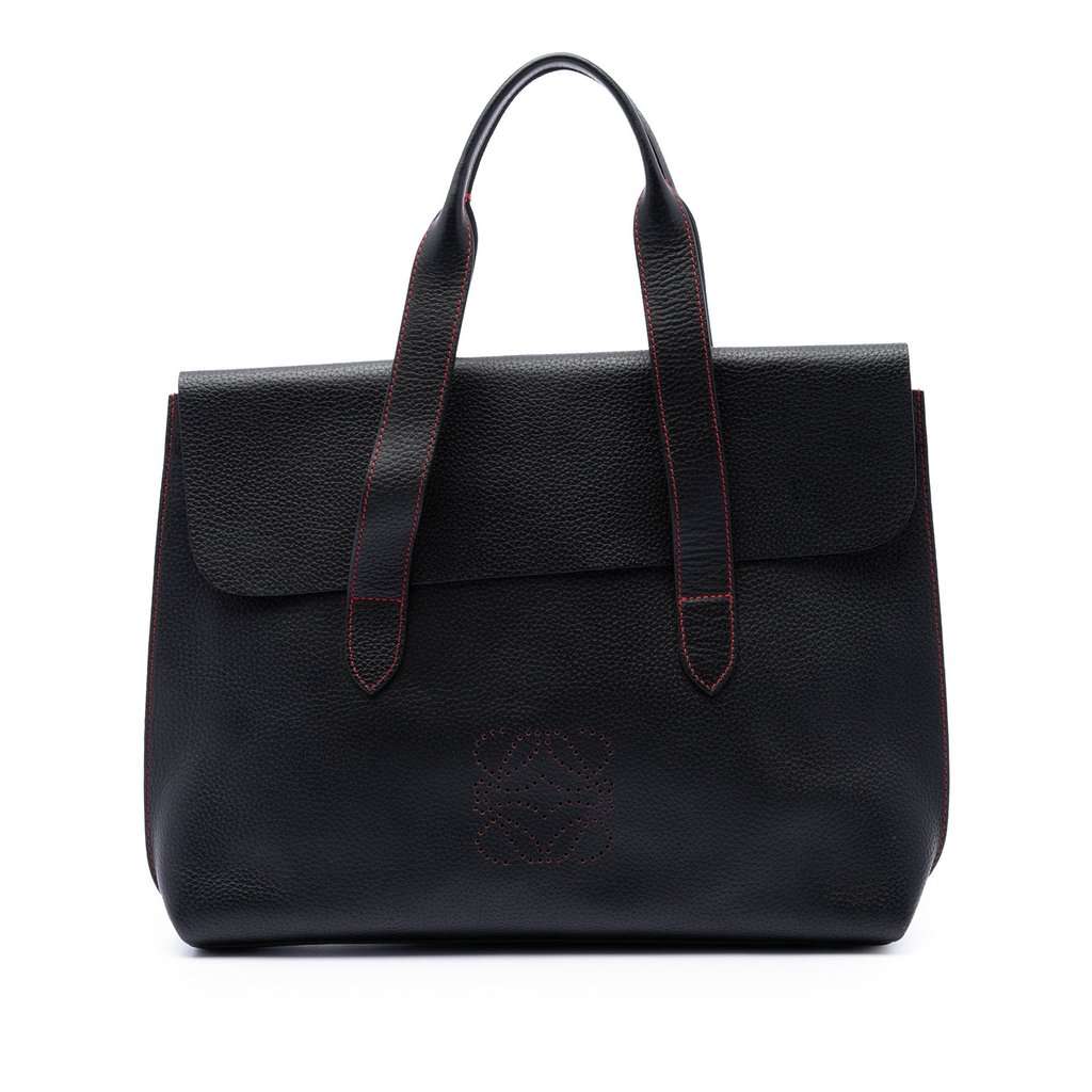 Loewe Grained Calfskin Anagram Briefcase Black Leather Very good condition - Front View