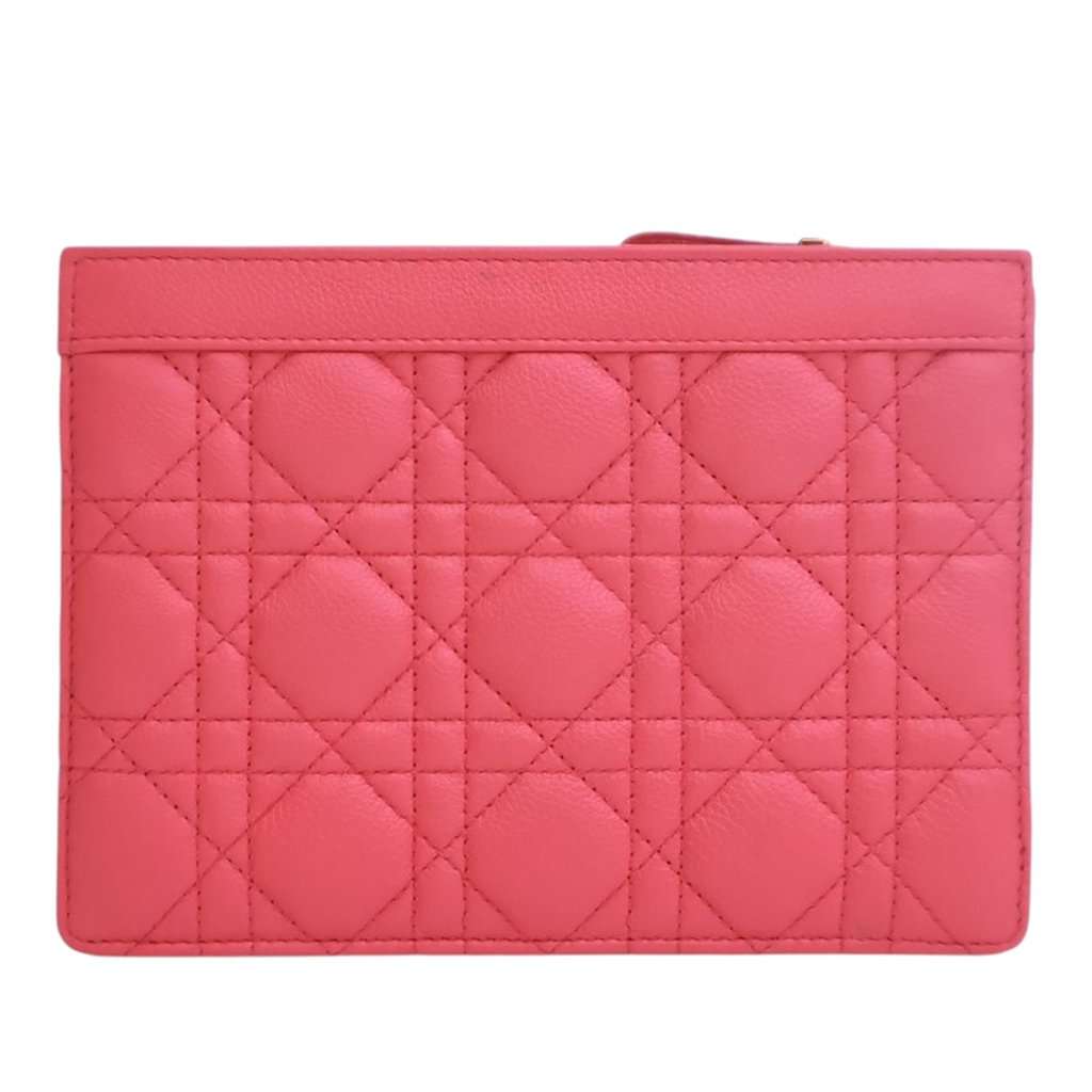 Dior Supple Cannage Calfskin Caro Every Dior Pouch Pink Leather Very good condition - Model View