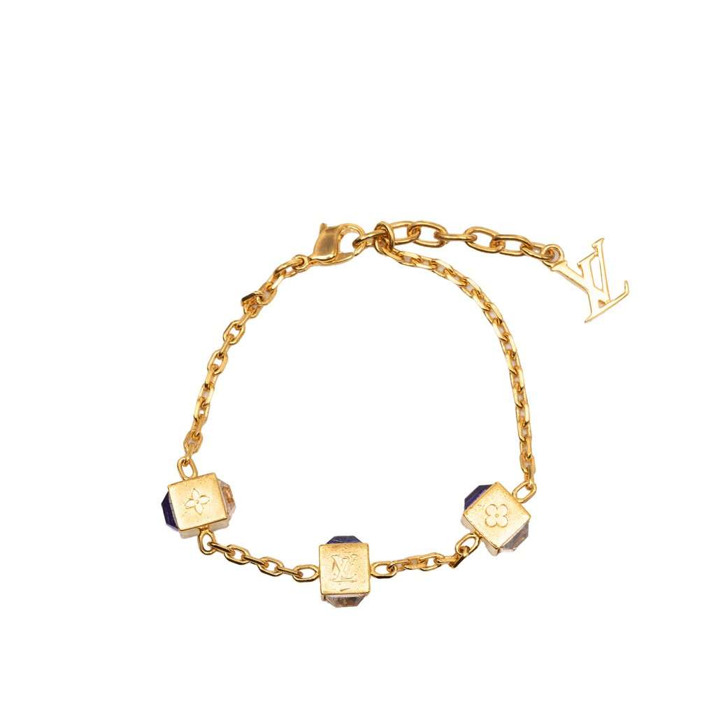 Louis Vuitton Gold Plated Gamble Strass Bracelet Gold Metal Very good condition - Front View