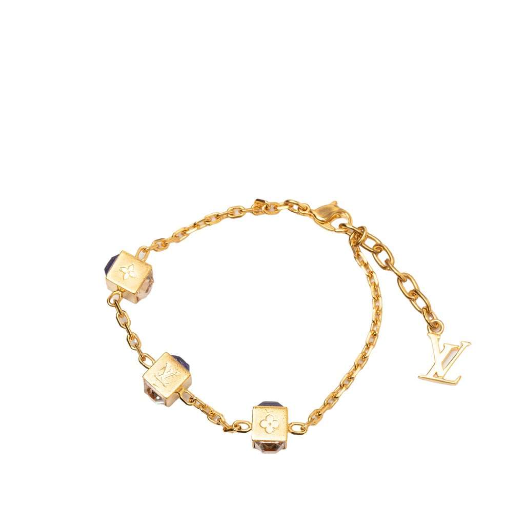 Louis Vuitton Gold Plated Gamble Strass Bracelet Gold Metal Very good condition - Back View