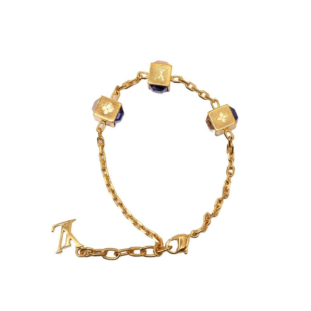 Louis Vuitton Gold Plated Gamble Strass Bracelet Gold Metal Very good condition - Inside View